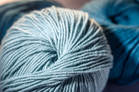 balls of colored yarn close-upの写真素材