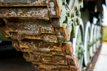 fragment of the track tracks close-up, focus on the foregroundの写真素材