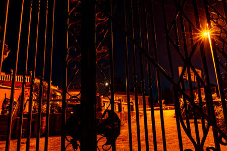fence at nightの写真素材