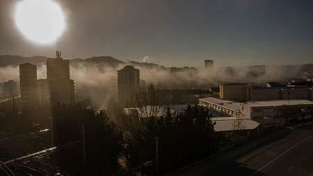 City and fogの写真素材