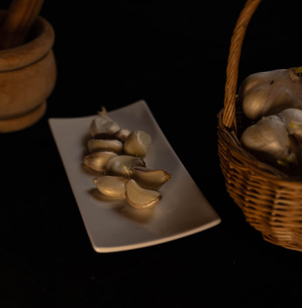 Preparation of the garlicの写真素材