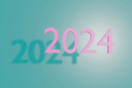3D render with the numbers of 2024 with stars and shadows