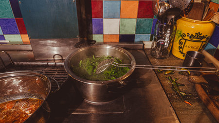 Saucepans in the kitchenの写真素材