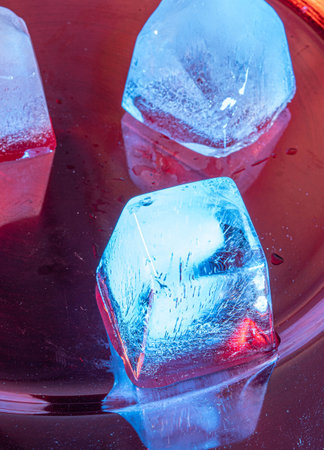 Ice cubes in metalの写真素材