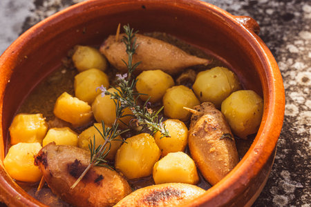 Stew in a casserole dishの写真素材