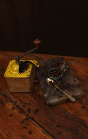 freshly ground coffeeの写真素材