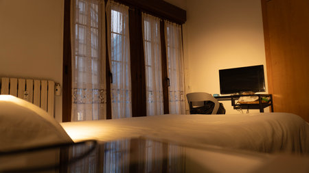 Bedroom at sunsetの写真素材