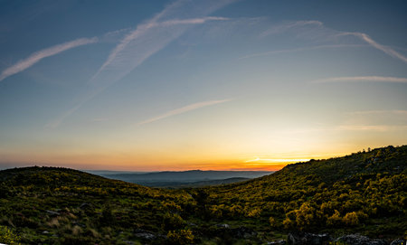 Mountainous Landscape at Sunsetの写真素材