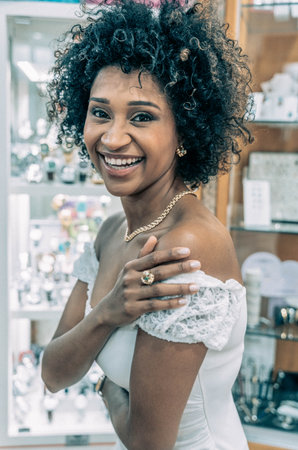 Smiling and happy womanの写真素材