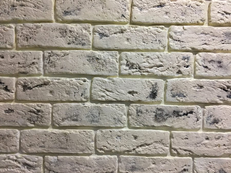 white brick wall covered with glossy lacquer with embroidery interior old wallの写真素材