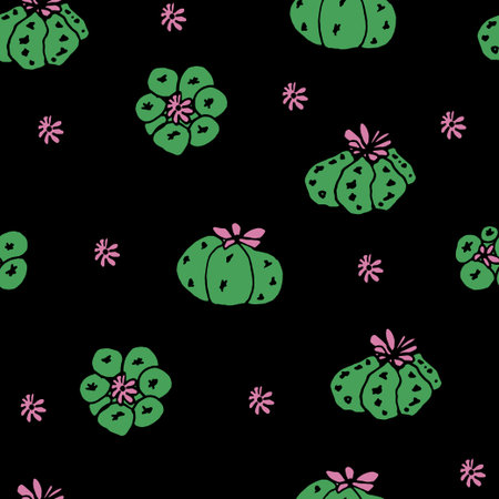 Seamless vector pattern with cactus peyote for textile, ceramics, fabric, print, cards, wrapping