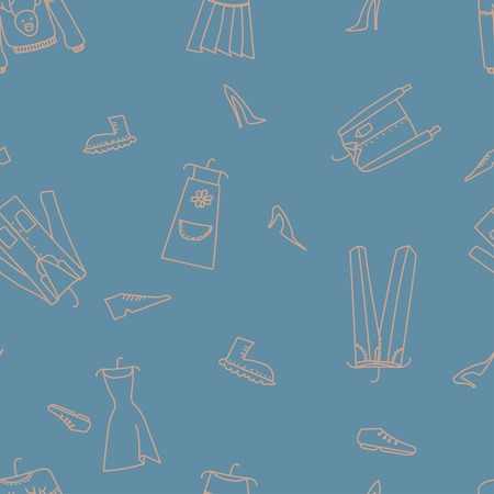 Hand drawn seamless vector pattern with clothes for textile, ceramics, fabric, print, cards, wrappingのイラスト素材