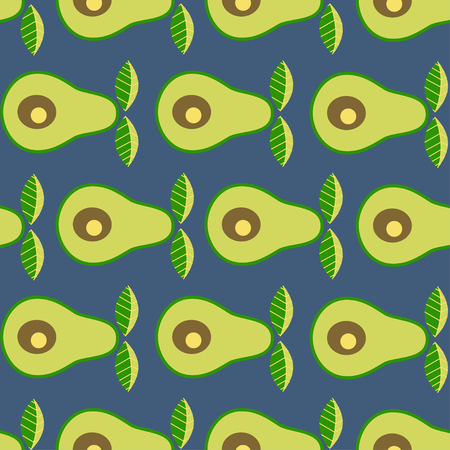 Seamless vector abstract natural avocado horizontal pattern on blue for textile, fabric, wrapping, craftの写真素材