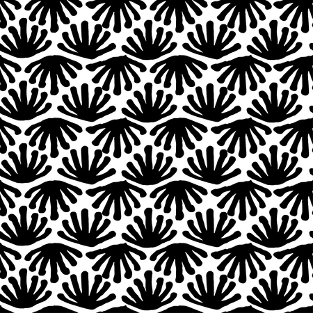 Vector seamless floral tile black and white pattern for wrapping, craft, textile, fabricの写真素材