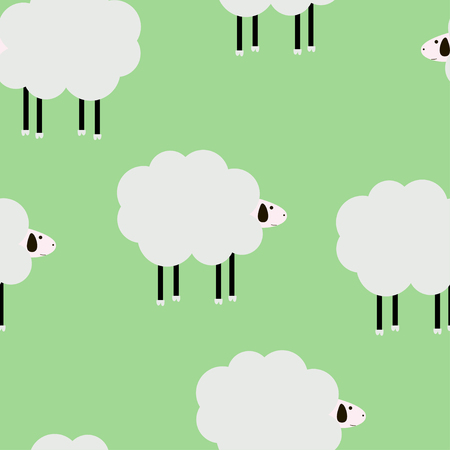 Cartoon sheep vector green cute pattern for wrapping, craft, textileのイラスト素材