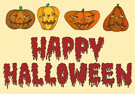 Halloween pumpkin card for web, cards, posterのイラスト素材