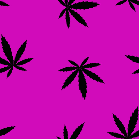 Marijuana leaves magenta vector seamless pattern for wrapping, craft, textile, fabricのイラスト素材