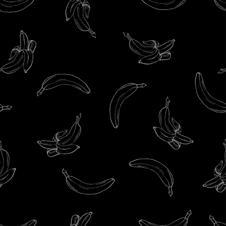 Natural vector path bananas black pattern for wrapping, craft, textileのイラスト素材