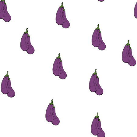 Calligraphy eggplant coloured natural vector pattern for wrapping, craft, textile, brandingのイラスト素材