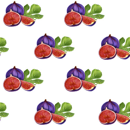 Watercolour natural fig pattern for wrapping, craft, textile, brandingの写真素材