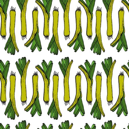 Vector Leeks white order seamless pattern for branding,  wrapping, decor, craft, textile, fabricのイラスト素材