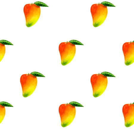 Watercolour original mango pattern on black background for branding, wrapping, craft, textile,...