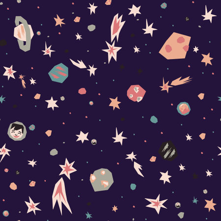 Space paper vector seamless pattern on violet