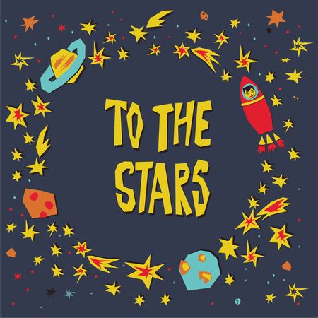 To the stars text cutout space posterのイラスト素材