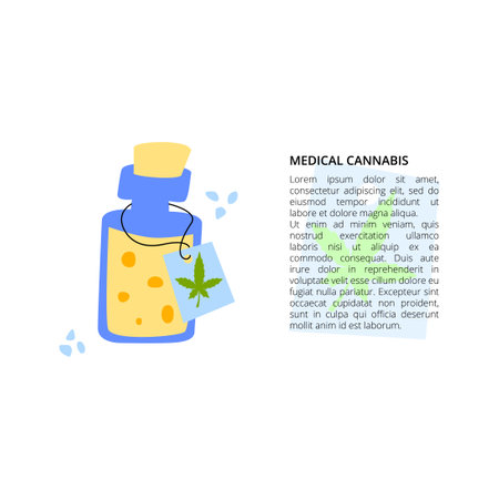 Medical cannabis in oil with article textのイラスト素材