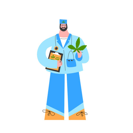 Doctor prescribe medical cannabis oil for treatmentのイラスト素材