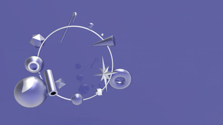 Silver and very peri geometric shapes, abstract background. Nice futuristic design for posters,...
