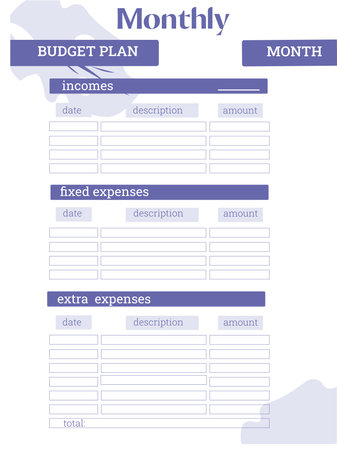 Monthly financial personal or business planner. Digital budget planner. Minimalistic very peri colour, vector illustration.のイラスト素材