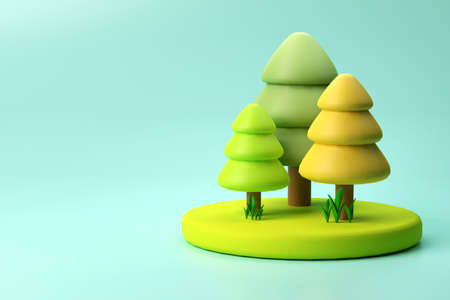 3d illustration of christmas trees on blank background. 3d renderingの写真素材