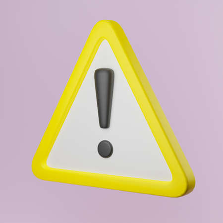 3D render yellow warning signの写真素材