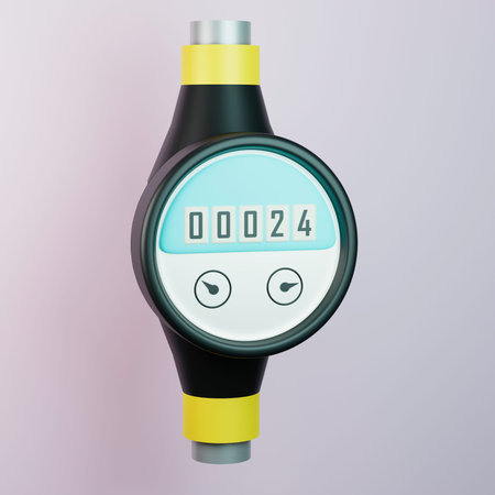 hot or cold water meters. 3d illustration