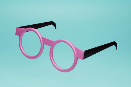 black and pink round glasses. 3d illustration