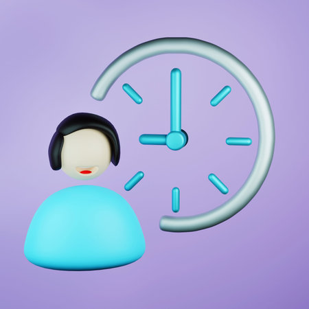 Simple visualization of a deline icon - character and clock. 3D llustration