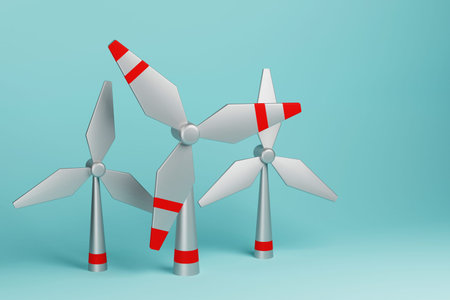 Iron windmills or windmills, 3d render