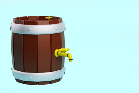 Wooden barrel or keg for wine or beer, 3d illustration
