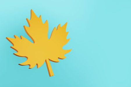 Orange autumn maple leaf, 3d render