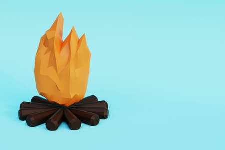 Firewood fire on a plain light background, 3d render illustrationの写真素材