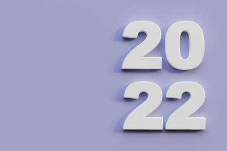 Numbers 2022 on a light background. Banner Happy New Year 2022, 3d render illustration.の写真素材