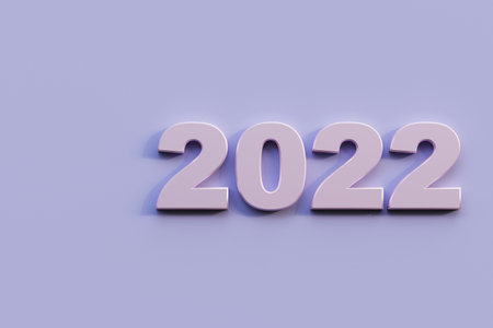 Pink numbers 2022 on a light background. banner Happy New Year 2022, 3D render illustration.の写真素材