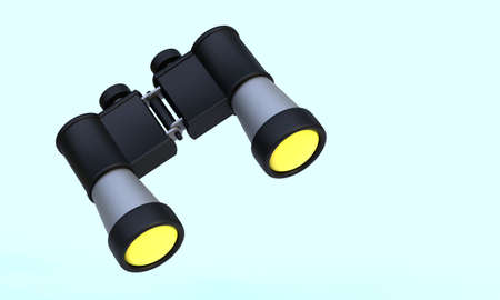 3d illustration of black iron binoculars with lensesの写真素材