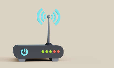 wifi router modem 3d cartoon style illustrationの写真素材