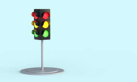 Tricolor traffic light, 3d render