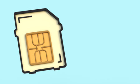 Realistic SIM card mockup. Blank cellular phone card. 3d illustration