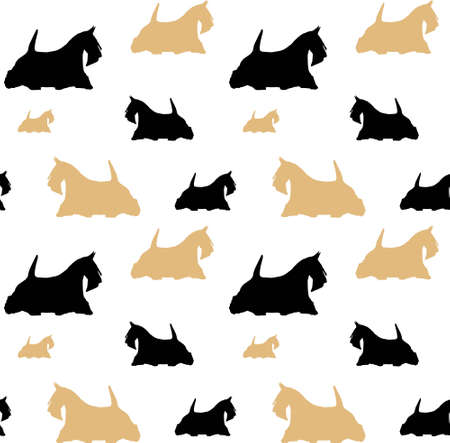 Scottish black and fawn seamless patternのイラスト素材