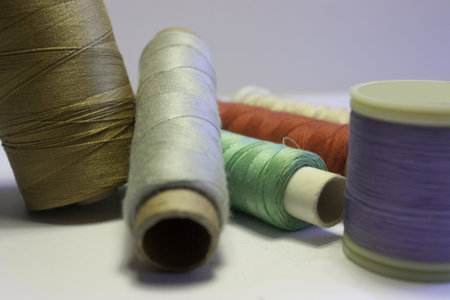 Thread and yarn at reels for sewing