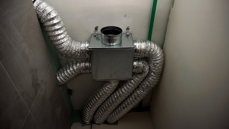 Ventilation and Ducting Pipes and Hoses With Aluminium Isolationの写真素材